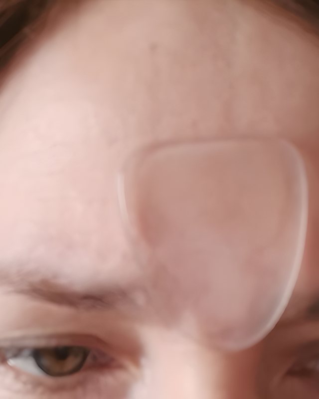 Foto real de compradora usando o adesivo